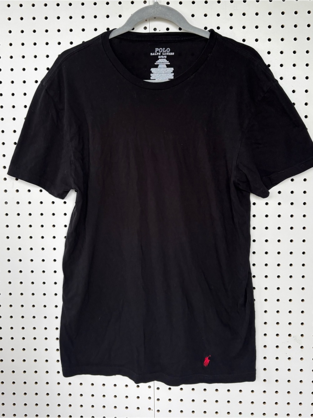 Polo by Ralph Lauren Men’s Black Short-Sleeve Crewneck Tee with Red Pony M